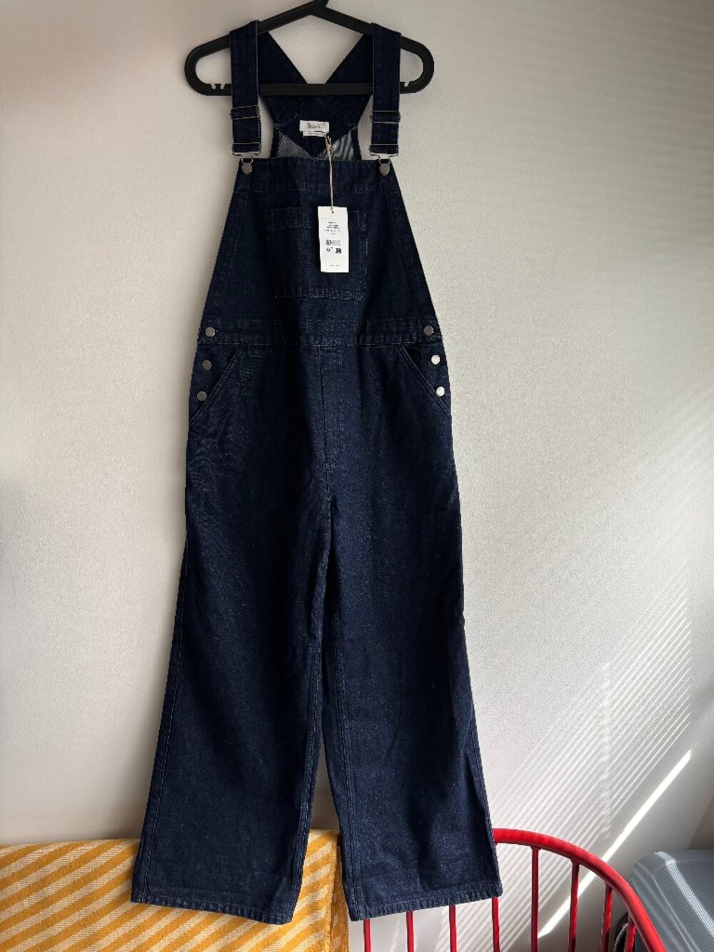 NWT TOAST Patch Pocket Denim Dungarees | Indigo | Size UK12 US8 | Overalls